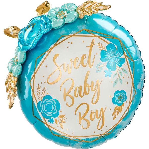 MULTI-BALLOON SWEET BABY BOY FLORAL GEO P70